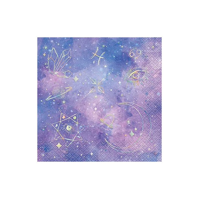 Unique Purple Galaxy Luncheon Napkins, 16ct - Iridescent Foil Stamping
