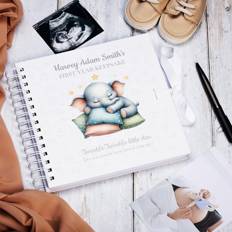 Baby Memory Book and Journal, First Year Milestone Album with