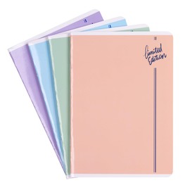 gimboo Quaderno scolastico/formato A5, 60/60 fogli a quadretti/misto, confezione da 4 pezzi, motivi assortiti/per bambini per la scuola elementare, con bordo/biglietti bianchi/blu a quadretti