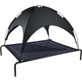 ANWA Raised Dog Bed with UV Protection Canopy，Waterproof Portable Pet Cot Outdoor Use, Elevated Dog Bed with Breathable Mesh - Size: X-Large