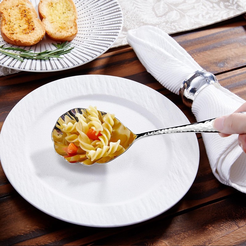 KEAWELL Premium 8.5" Hammered Vegetable Spoon – 18/10 Stainless Steel