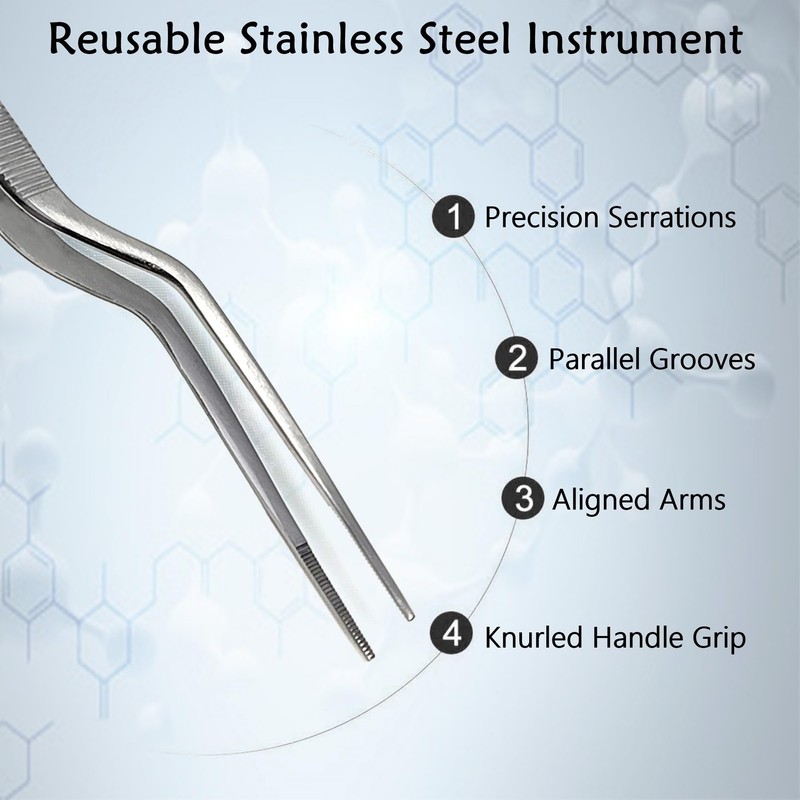 Lab Forceps Offset Bayonet Handle Tweezers with Fine Precision Serrated