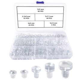 Lyeteung 200 Pieces 5/5.5/6/9 mm Glass Top Table Bumpers with Handle, Transparent Anti-Collision Table Bumpers, for Cabinet Doors, Drawers, Glass Tables