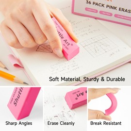 Pink Erasers, Shuttle Art 200 Pack Pink Erasers Bulk for School, Office, Latex-Free Soft Erasers for Kids, Teachers as School Supplies