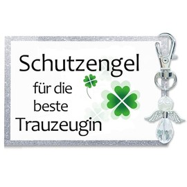 MKISHINE Guardian Angel Keyring Gift for the Best Maid of Honour, Lucky Charm, Thank You Attention, Wedding, JGA, transparent