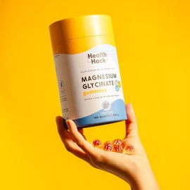 Health Hack Glicinato de Magnesio en Gomitas | 180 Gummies | 410mg por Porción | Suplemento Sin Azúcar ni Colorantes Artificiales