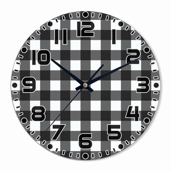 NOMEDOGYIM Checkered Wall Clock Battery Operated Black and White Wall