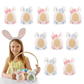 FloralGrace 10 pieces Easter egg packaging, Easter gift boxes, Easter packaging, Easter treat boxes, gift boxes in Easter bunny design boxes with ears (red+blue)