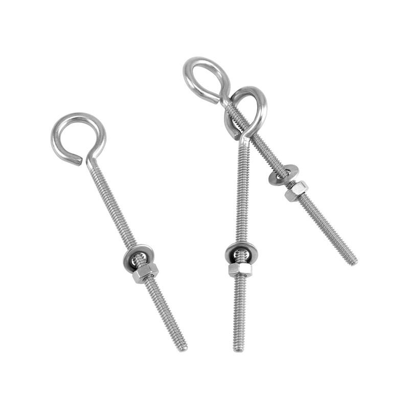 QWORK Eye Bolts, 10 Pack 1/4" x 4" Stainless Steel
