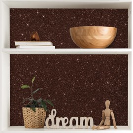 CRE8TIVE 8"x354" Glitter Wallpaper Dark Brown Peel and Stick Wallpaper Border Shimmer Glitter Contact Paper Self Adhesive Fabric Wall Border Sticker for Girls Bedroom Bathroom Dressers Drawers Walls