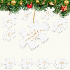 Menkxi 12 Pcs Christmas Appreciation Gifts for Coworkers Puzzle Ornament White Christmas Ornament May You Be Proud of the Work You Do Group Gifts Acrylic Appreciation Hanging Plaque for Nurses Teacher