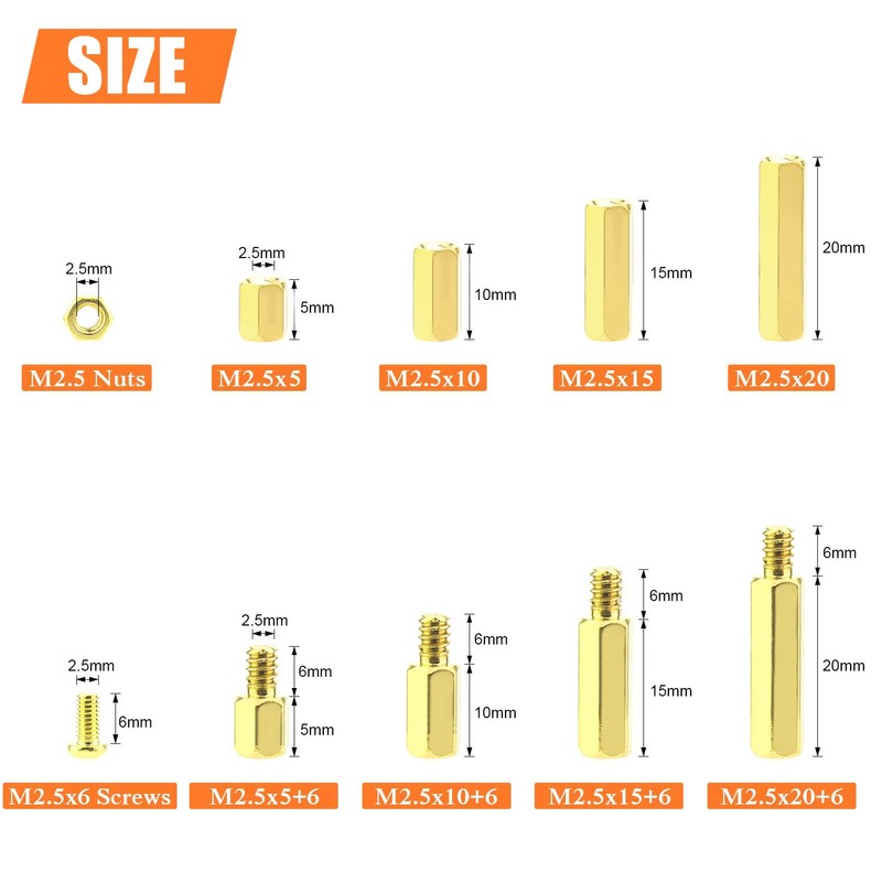 HELIFOUNER 242 Pieces M2.5 Male Female Hex Brass Spacers Standoffs