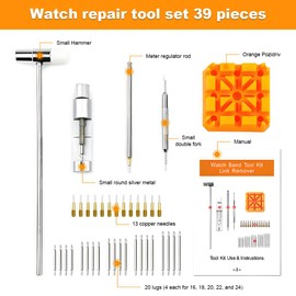 Watch Repair Tool Kit, Watch Link Removal, Tool to Adjust and Replace Strap, Watch Strap Adjustment Tool, Watch Resize Shortening Tool with Adjustment Hammer for Watch Strap Adjustment