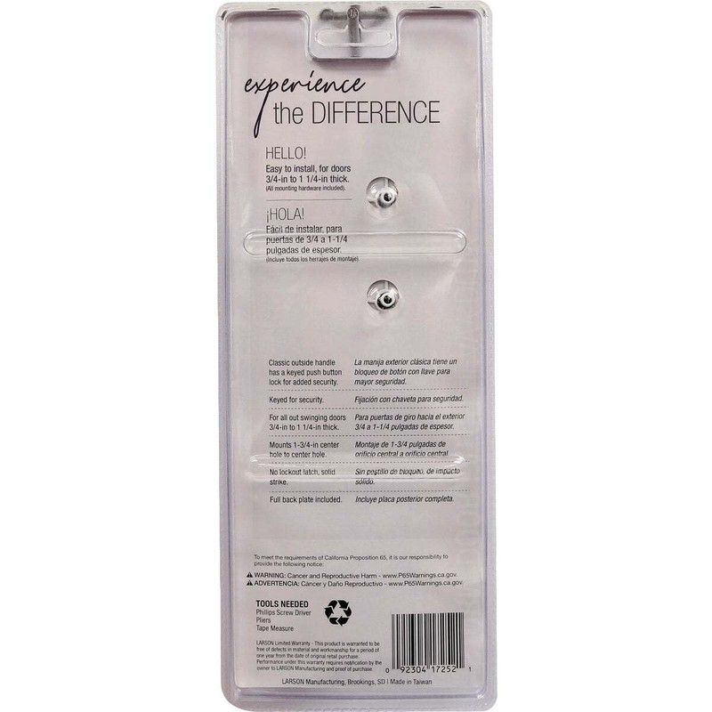 Larson Certified Storm Door White Push-Button Heavy-Duty Latch with Key