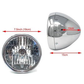 Front Headlight Motorcycle 7.5 Inch 55 W Homologated Chrome for Retro Cafe Racer Project