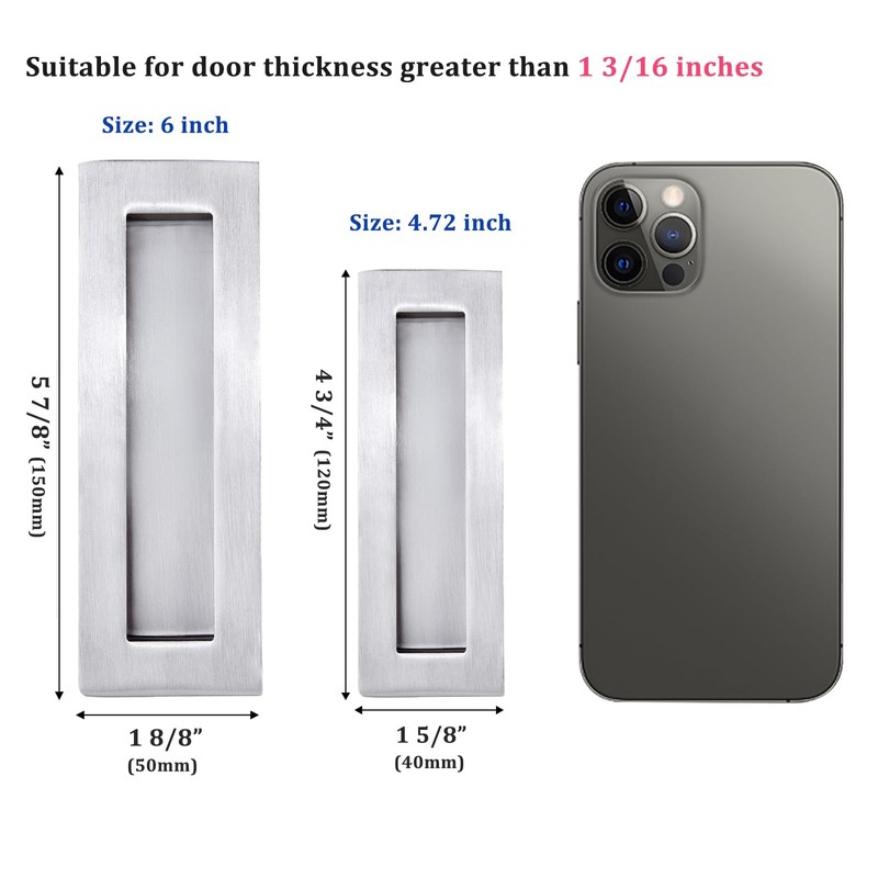 Dontay Sliding Pocket Door Handles, 304 Stainless Steel Non Locking