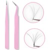 ZXfad 2pcs Eyelash Extension Tweezers, Straight and Curved Tips, Stainless