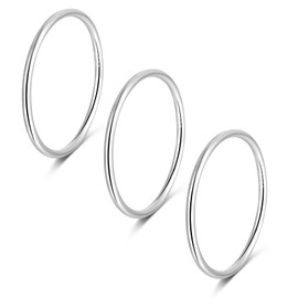 CANDYFANCY 925 Sterling Silver 1.2mm Stacking Midi Thin Rings Thumb Pinky Ring Stack Knuckle Rings for Women Band Ring Size 2.5-8.5, 4.25, silver plated, No Gemstone