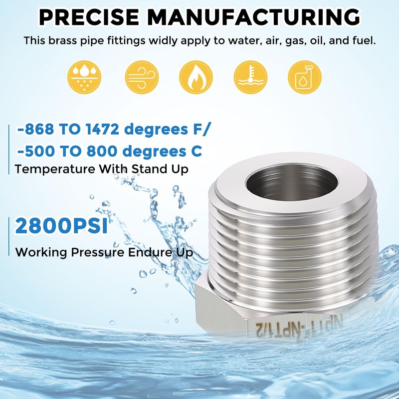Kozelo 2pcs 3/4" Female NPT to 1/2" Female NPT Solid