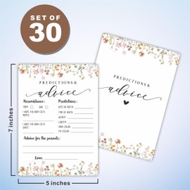 Baby Shower Game Cards, Baby Predictions & Advice Game Cards, Spring Wildflower, 30 Floral Theme Double-Sided Game Cards For Baby Announcement, Gender Reveal Party Favor, Activity & Supplies - G01