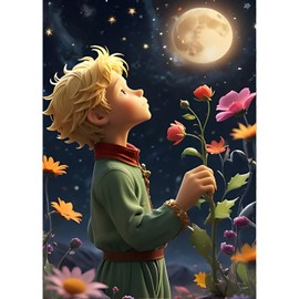 QINRUBB DIY Prince Diamond Painting Adults, 5D Roses Diamond Painting Pictures Beginners, Cartoon Round Full Drill Diamond Painting Embroidery Cross Stitch Gifts Home Wall Decor 30 x 40 cm