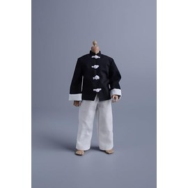 1/12 Scale Men and Women Universal Action Figure Costume Tang Suit, 6 inch Tunics Suit, Kung Fu Suit, Chinese Suit, Black and White (Does not include body, head and shoes) Black Tang Jacket + White