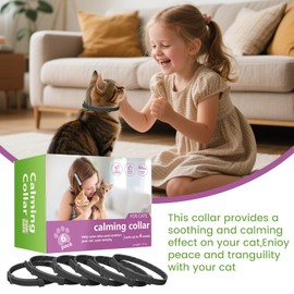 6 Pack Calming Collar for Cats Adjustable Soother Cat Calming Collars Anxiety Relief Stress Pheromone for Cats for 60 Days Black