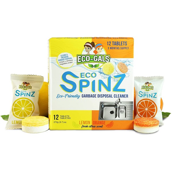 ECO-GALS Eco Spinz Garbage Disposal Cleaner and Deodorizer for Cleaning Kitchen Sinks and Drains 6 ct. Lemon & 6 ct. Orange Citrus Scent