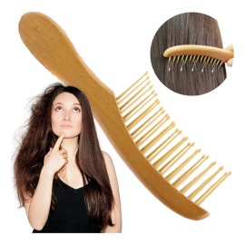 Peine Natural Bambú Cerdas Anchas Ecológico Cabello Sano F