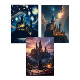 EIBEILI Diamond Art Kits for Adults - 3 Pack Magic Castle 5D Diamond Painting Kits for Beginner,DIY Magic Hat Gem Art Full Drill Diamond Dots Crystal Craft Kits for Home Wall Decor Gifts 12x16inch