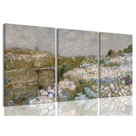 IBHJSART Framed Wildflower Canvas Wall Art Abstract Floral Botanical Prints Set of 3 Vintage Famous Oil Painting Pictures Impressionism Nature Landscape Farmhouse Decor Living Room Bedroom Office