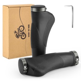 GXCROR Ergonomic Bike Grips with Anti-Slip Dot Design | Shock-Absorbing Rubber Handlebar Grips for Mountain Bikes | 130mm Locking MTB Grips