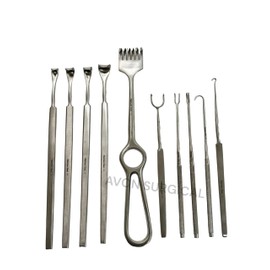 Set of 10 Pieces Skin Retractors and Tissue Desmarres Eyelid Retractor (4) + Fomon Volkman Joseph Gillies Retractor (6) - Hook Skin Retractor Instruments - Stainless Steel