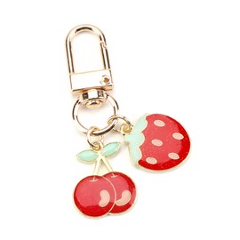 OBEISN Cute Keyring "Little Strawberry", Trendy Pendant with Cute Cherry for Bags and Keys, Ideal as a Gift for Birthdays and Small Gifts for Women, Girlfriend, silver, S