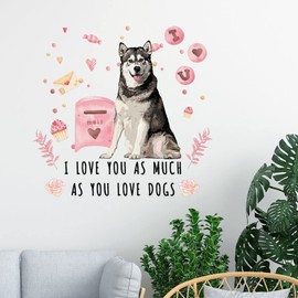 I Love You As Much As You Love Dog Wall Sticker Love Mails Valentine's Day Dog Removable Wall Decal American Pit Bull Terrier Stickers Decal for Wall Bedroom Living Room Kitchen Wall Decor
