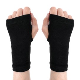 AOZUO 2pairs Palm Brace Wrist Support Sleeves, Elastic Wrist Compression Sleeve Carpal Tunnel Brace Breathable Fingerless Gloves Wrists Strap for Women Men Fitness Sports Cycling, Black