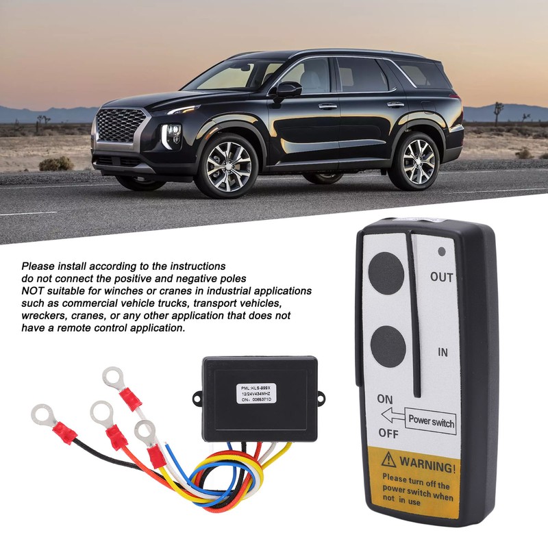 Wireless Winch Remote Control Kit with Receiver 12V 24V 75ft