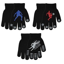 Pack of 3 Kids Boys Girls Winter Thermal Magic Gloves (Football (upto 12 years))