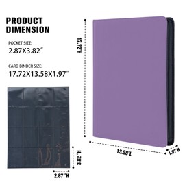 MORABTO Card Binder 16 Pocket,Trading Card Binder Holds up to 1408 Cards with 44 Sleeves,Zipper Card Holder Album Compatible with TCG Card/Game Cards/Sports Card (16 Pocket Lavender Purple)