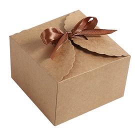 Wei Long 15pcs Small Gift Boxes Recycled Paper Favor Boxes with Ribbons,3.5x3.5x2.3 Inches Decorative Gift Boxes with Lids for Birthday,Wedding,Party,Chocolate (S,Brown)