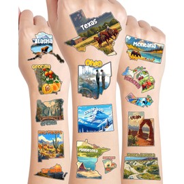 YanZonic 150Pcs United States Map Temporary Tattoos for Kids - American Tattoos Temporary - Team USA Party - Hypoallergenic Temporary Tattoos for Kids 18 Sheets 50 Stytles