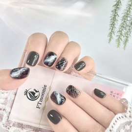 FTmoonie Nail Tip, Press on Nail, Hand Made Nail, Nail Stickers, Nail Stickers, Nail Stickers, Present, Set of 10, Ink Painting