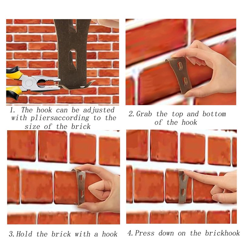 Hysgscwd 10 Brick Hook Clips, Stainless Steel Brick Clips for