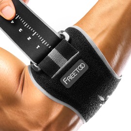 FREETOO Lightweight Elbow Bandage Tennis Elbow Bandage for Men and Women for Strength Sports in the Gym, Elbow Bandage for Golfer's Elbow Epicondylitis Clip for Right and Left, Black/Grey