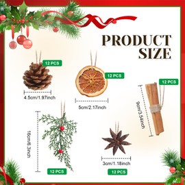Liliful 30 Pieces Christmas Tree Decorations Natural Pine Cones Rustic Ornaments Bulk Dried Orange Slices Aniseed Cinnamon Sticks for Christmas Tree DIY Crafts Home Decorations(60 Pcs,Vivid Style)