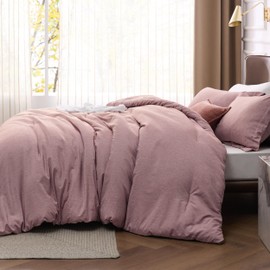 Bedsure Queen Comforter Set - Dusty Rose Soft Bedding for All Seasons, Cationic Dyed Bed Set, 3 Pieces, 1 Queen Size Comforter (90"x90") and 2 Pillow Shams (20"x26"+2")