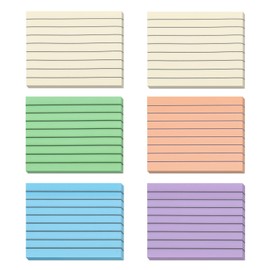 PATIKIL 300 Sheets Lined Transparent Sticky Notes, 3"x3" Self-Adhesive Reminder Memo Tabs for Aesthetic Supplies Office Supplies College Assorted Colors