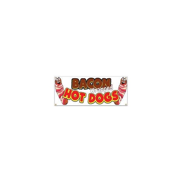 SignMission Size: 18" X 48" Bacon Wrapped Hot Dogs 48" Banner Concession Stand Food Truck Single Sided