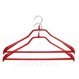 Mawa by Reston Lloyd BodyForm Series Non-Slip Space-Saving Clothes Hanger with Bar For Pants, 16 1/2", Style 42/LS, Set of 2, Red