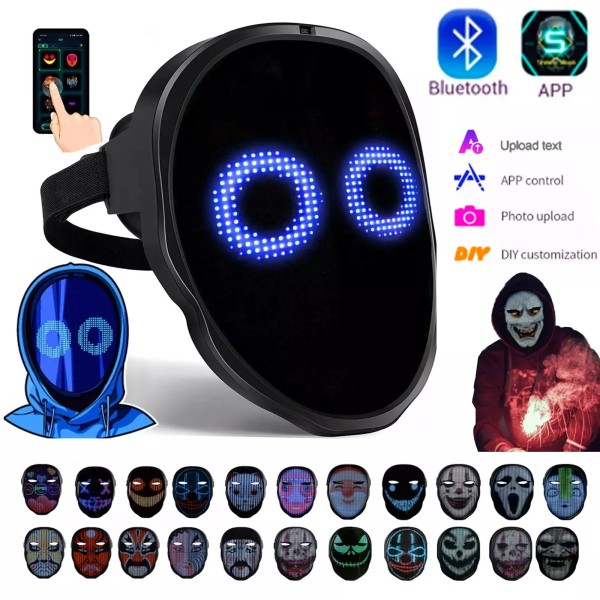 Unbranded Face Light up Led mask w/ Bluetooth Programmable for